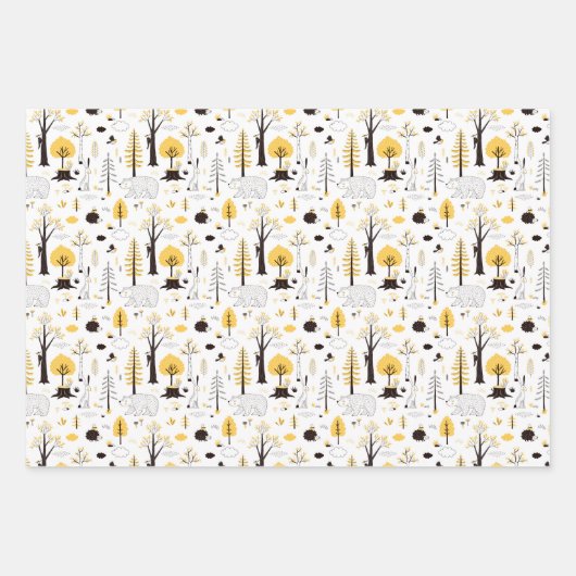 Cute Golden Bossen Scene Pattern Inpakpapier Vel (Voorkant 3)