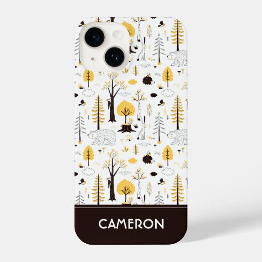 Cute Golden Bossen Scene Pattern iPhone Hoesje (Achterkant)