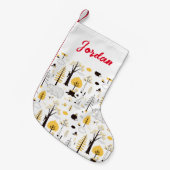 Cute Golden Bossen Scene Pattern Kleine Kerstsok (Voorkant (Hangend))