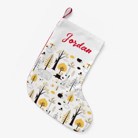 Cute Golden Bossen Scene Pattern Kleine Kerstsok (Voorkant (Hangend))