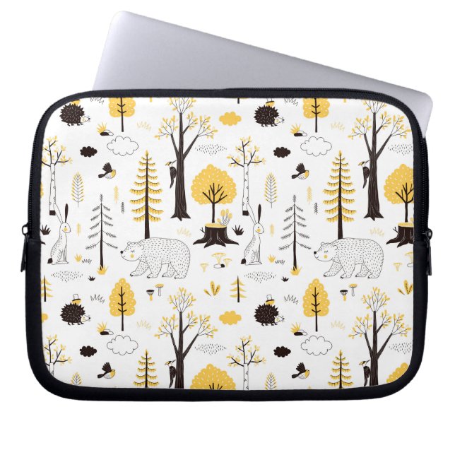 Cute Golden Bossen Scene Pattern Laptop Sleeve (Voorkant)