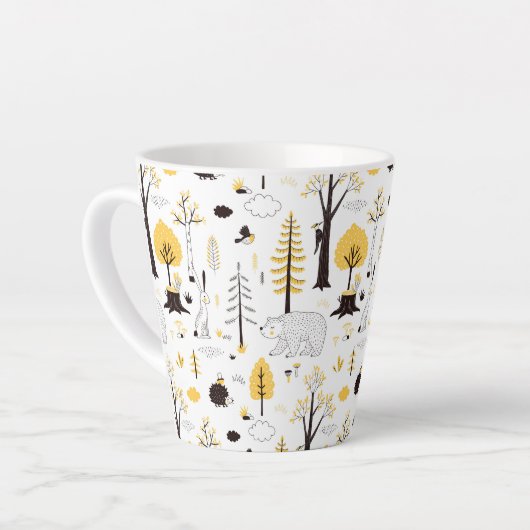Cute Golden Bossen Scene Pattern Latte Mok (Linkerhoek)