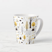 Cute Golden Bossen Scene Pattern Latte Mok (Rechterhoek)