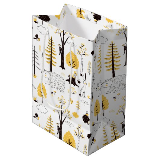 Cute Golden Bossen Scene Pattern Medium Cadeauzakje (Voorkant Gekanteld)