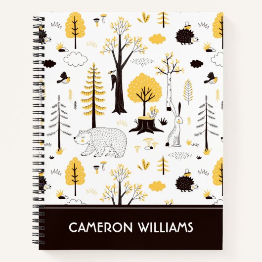 Cute Golden Bossen Scene Pattern Notitieboek (Voorkant)