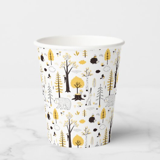 Cute Golden Bossen Scene Pattern Papieren Bekers (Voorkant)