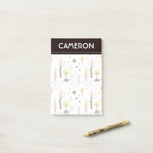 Cute Golden Bossen Scene Pattern Post-it® Notes (Op bureau)