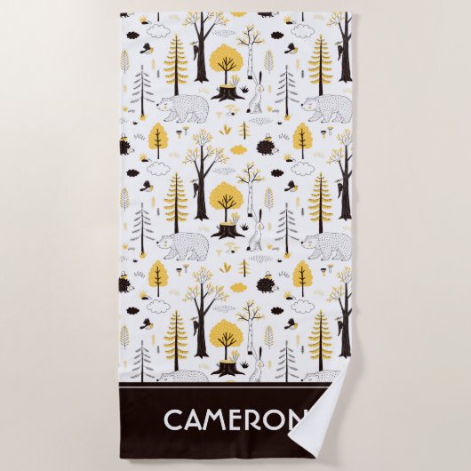 Cute Golden Bossen Scene Pattern Strandlaken (Voorkant)