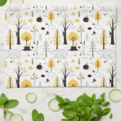 Cute Golden Bossen Scene Pattern Theedoek (Gevouwen)