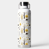 Cute Golden Bossen Scene Pattern Waterfles (Achterkant)