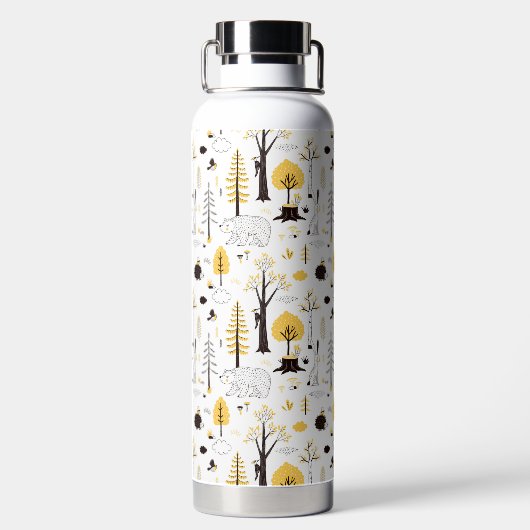 Cute Golden Bossen Scene Pattern Waterfles (Achterkant)