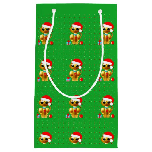 Cute Golden Christmas Cats Klein Cadeauzakje (Voorkant)