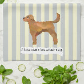 Cute Golden Doodle blue en crème striped Theedoek (Gevouwen)