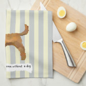Cute Golden Doodle blue en crème striped Theedoek (Quarter Fold)