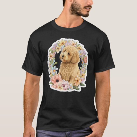 Cute Golden Doodle Flower summer Floral Goldendood T-shirt (Voorkant)