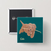Cute Golden Doodle Vierkant Vierkante Button 5,1 Cm (Voorkant /achterkant)