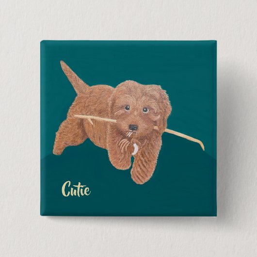 Cute Golden Doodle Vierkant Vierkante Button 5,1 Cm (Voorkant)