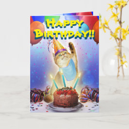 Cute Golden Festive Birthday Kat Kaart