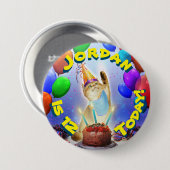Cute Golden Festive Birthday Kat Ronde Button 7,6 Cm (Voorkant /achterkant)