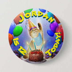 Cute Golden Festive Birthday Kat Ronde Button 7,6 Cm