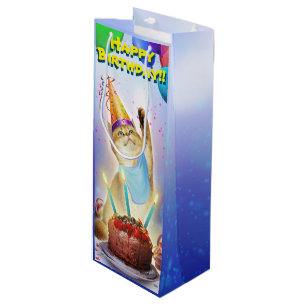 Cute Golden Festive Birthday Kat Wijn Cadeautas