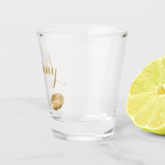 Cute Golden Kiss Lip Print Shot Glas (Rechts)