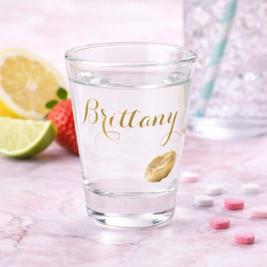 Cute Golden Kiss Lip Print Shot Glas