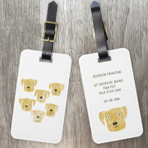 Cute Golden Labrador Retriever Dog Art Bagagelabel
