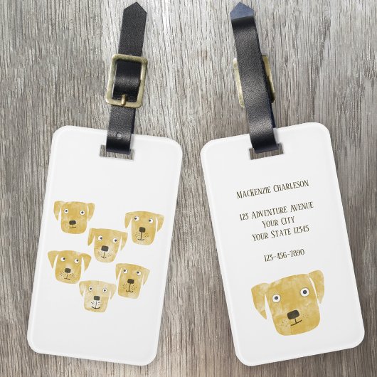 Cute Golden Labrador Retriever Dog Art Bagagelabel