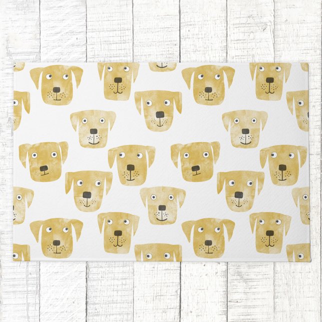 Cute Golden Labrador Retriever Dog Patroon Deurmat (Golden Labrador Retriever dog pattern doormat)