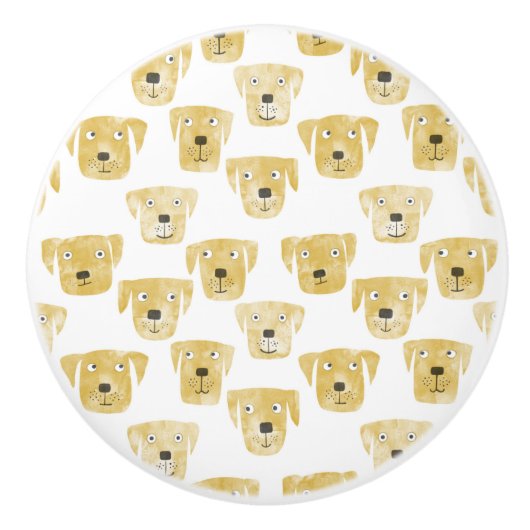 Cute Golden Labrador Retriever Dog Patroon Keramische Knop (Voorkant)