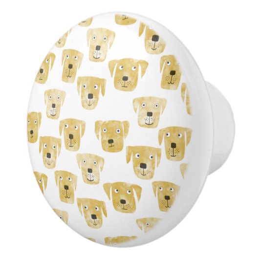 Cute Golden Labrador Retriever Dog Patroon Keramische Knop (Rechts)