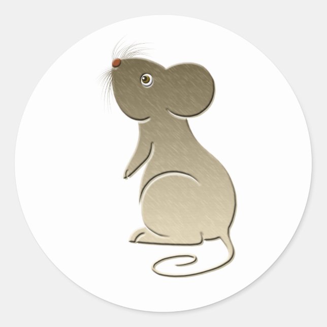 Cute Golden Mouse Ronde Sticker (Voorkant)