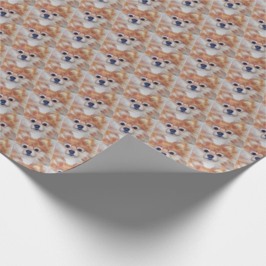 CUTE GOLDEN POMERANIAN CADEAUPAPIER (Hoek)