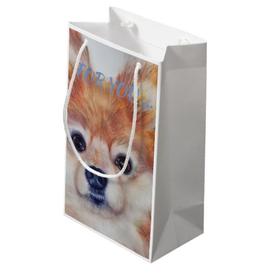 CUTE GOLDEN POMERANIAN KLEIN CADEAUZAKJE (Achterkant Gekanteld)