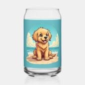 Cute Golden Puppy at Sunny Beach Scene Blikvorm Glas (Achterkant)