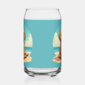 Cute Golden Puppy at Sunny Beach Scene Blikvorm Glas (Links)