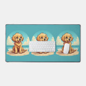 Cute Golden Puppy at Sunny Beach Scene Bureaumat (Keyboard & Muis)