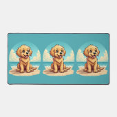 Cute Golden Puppy at Sunny Beach Scene Bureaumat (Voorkant)