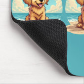 Cute Golden Puppy at Sunny Beach Scene Muismat (Hoek)