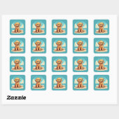 Cute Golden Puppy at Sunny Beach Scene Vierkante Sticker (Vel)