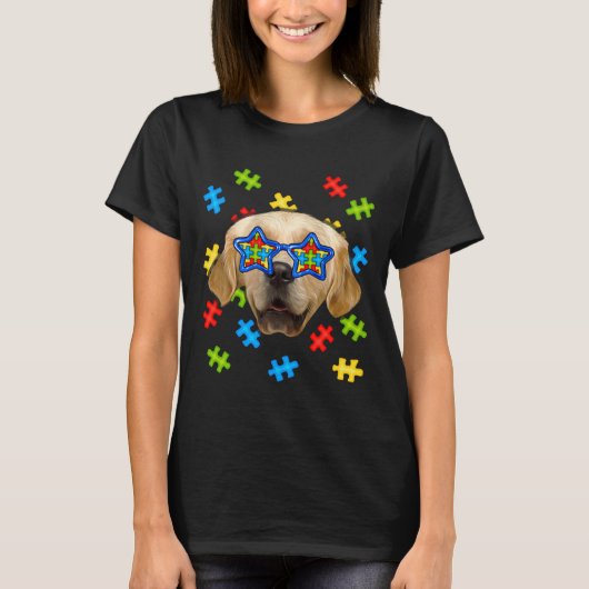 Cute Golden Retriever Autism Puzzle Sunbrig Dog T-shirt (Voorkant)