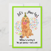 Cute Golden Retriever Birthday Party Invitation Kaart (Voorkant)