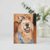 Cute Golden Retriever Birthday Wishes Briefkaart (Staand voorkant)
