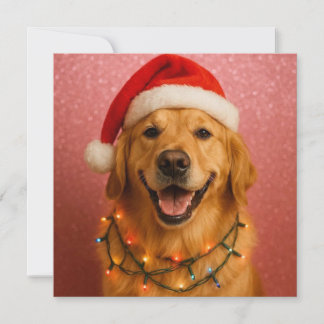Cute Golden Retriever Christmas Card. Feestdagenkaart