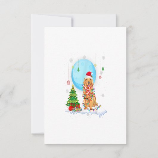 Cute Golden Retriever Christmas Dog Light Tree RSVP Kaartje (Voorkant)