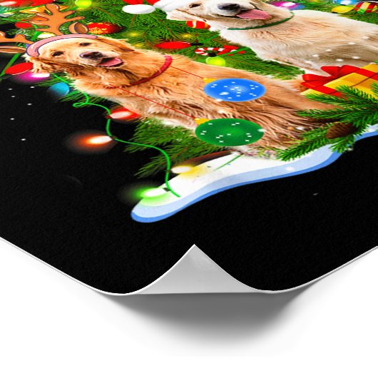 Cute Golden Retriever Christmas Tree Poster (Hoek)