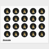 Cute Golden Retriever Christmas Tree  Ronde Sticker (Vel)