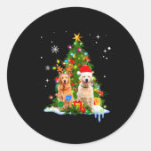 Cute Golden Retriever Christmas Tree  Ronde Sticker (Voorkant)