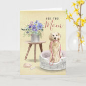 Cute Golden Retriever Custom Name Happy Birthday Kaart (Gele Bloem)